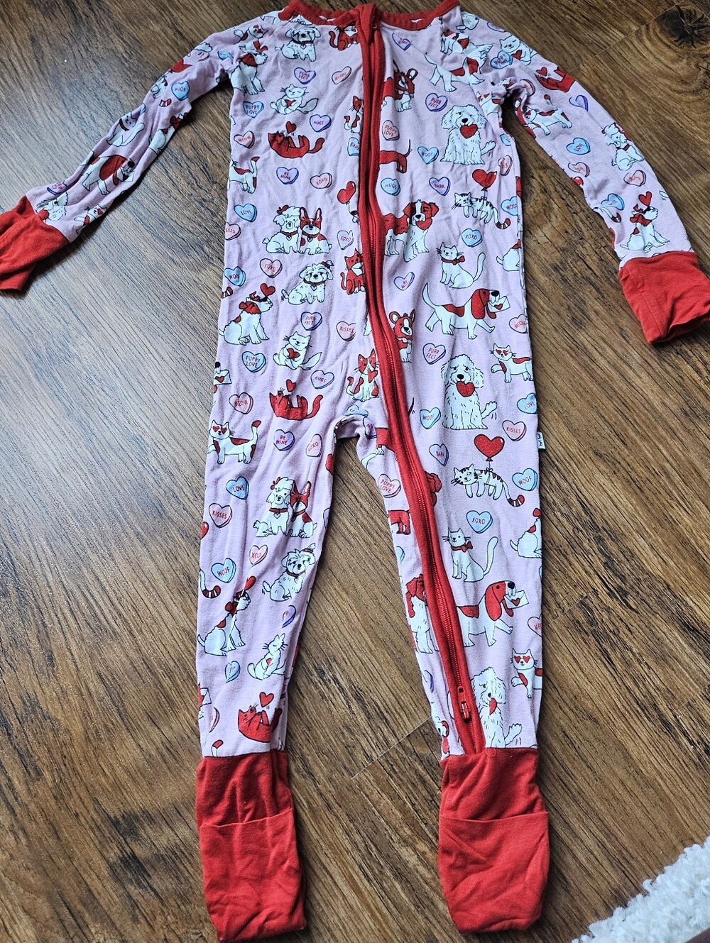 Little Sleepies Pink And Red Furrever Valentine 12-18Months Pajamas